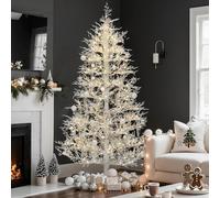 YITAHOME Albero di Natale con telecomando, albero di Natale bianco artificiale con tecnologia a cerniera, 300 luci bianche calde e multicolori, 550 punte in PE per Natale