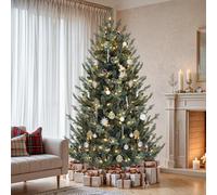 YITAHOME Albero di Natale da 1,8 m con telecomando, albero di Natale artificiale predecorato con tecnologia a cerniera, 1176 punte miste in PE/PVC, 35 pigne, 300 luci e 11 modalità di illuminazione