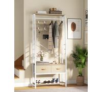 YITAHOME Appendiabiti con contenitore per scarpe, albero autoportante con panca e 2 cassetti pieghevoli, appendiabiti industriali con 8 ganci per corridoio, struttura in metallo, Beige