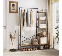 YITAHOME Appendiabiti con scarpiera, albero industriale con 5 ripiani, armadio aperto, appendiabiti per camera da letto, corridoio, ingresso