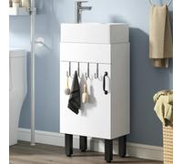 YITAHOME Armadietto Bagno Mobile con 2 Ganci per Bagno Cucina Bianco Rubinetto Non Incluso