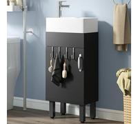 YITAHOME Armadietto Bagno Mobile con 2 Ganci per Bagno Cucina Nero Rubinetto Non Incluso
