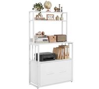 YITAHOME Armadietto con cassetto, armadietto con libreria per formato A4, lettere, documenti legali, in metallo, supporto per stampante per ufficio, scuola, organizzazione domestica, bianco
