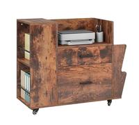 YITAHOME Armadietto con ripiani laterali e 4 ruote, armadietto con aste regolabili per appendere documenti in formato A4/lettera, supporto stampante per casa e ufficio, marrone