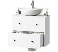 YITAHOME Armadietto da bagno con montaggio a parete, con 2 cassetti, base con apertura a U, per bagno, appartamento, casa, bianco