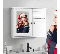 YITAHOME Armadietto da bagno con specchio, mobile da parete moderno, farmacia, 60 x 20 x 49,2 cm, bianco