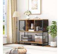 YITAHOME Armadietto da cucina con porta vino, credenza, armadietto per vino da buffet, credenze per soggiorno, sala da pranzo, credenze con 2 ante, 100 x 85 x 35 cm (marrone rustico)