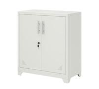 YITAHOME Armadietto da ufficio, in metallo, con 2 ripiani regolabili, 80 x 40 x 90 cm, con serratura e fori di ventilazione, per casa, ufficio, garage, palestra, scuola, colore bianco
