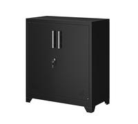 YITAHOME Armadietto da ufficio, in metallo, con 2 ripiani regolabili, 80 x 40 x 90 cm, con serratura e fori di ventilazione, per casa, ufficio, garage, palestra, scuola, nero