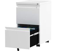 YITAHOME Armadietto mobile con 2 cassetti chiudibili, anti-ribaltamento con ruota, per casa e ufficio, sotto la scrivania, per lettera/legale/formato A4, 51 x 39 x 71 cm