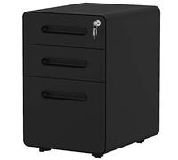 YITAHOME Armadietto Per Documenti A 3 Cassetti In Metallo Con Serratura, Completamente Assemblato, Nero, Large