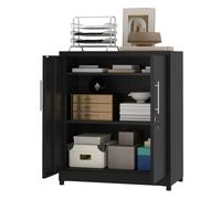 YITAHOME Armadietto portaoggetti nero a 2 ante - Armadietto classificatore in metallo con chiave e 2 ripiani regolabili per ufficio/bagno Black