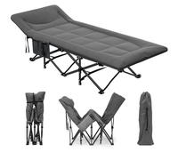 YITAHOME Brandina da Campeggio Pieghevole con Cuscino, Lettino da Campeggio Robusti e Resistenti, Letto da Campeggio Comodo con Capacità di 250 kg per Viaggi/Ufficio/All'Aperto, Grigio