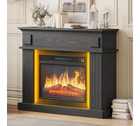 YITAHOME Camino Elettrico, Effetto Fiamma 3D Realistico, Libera installazione Camino Elettrico da Terra con Timer a Striscia Luminosa a LED a 24 colori e Telecomando, 100X26X80.5CM