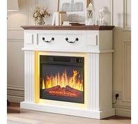 YITAHOME Camino Elettrico, Effetto Fiamma 3D Realistico, Libera installazione Camino Elettrico da Terra con Timer a Striscia Luminosa a LED a 24 colori e Telecomando, 97X26X86CM