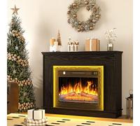 YITAHOME Camino Elettrico, Effetto Fiamma 3D Realistico, Libera installazione Camino Elettrico da Terra con Timer a Striscia Luminosa a LED a 24 colori e Telecomando, 100X26X80.5CM