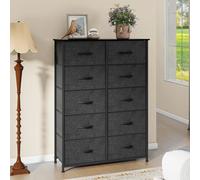 YITAHOME Cassettiera a 10 cassetti: struttura in acciaio e piano in legno con cassetti in tessuto color carbone per armadio da camera da letto e soggiorno