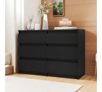 YITAHOME Cassettiera a 6 cassetti, 100 x 30 x 70 cm, moderna unità portaoggetti per camera da letto, in MDF resistente e truciolato, ideale per abbigliamento e necessità quotidiane, nero