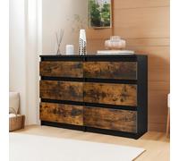 YITAHOME Cassettiera a 6 cassetti, 100 x 30 x 70 cm, moderna unità portaoggetti per camera da letto, in MDF resistente e truciolato, ideale per abbigliamento e necessità quotidiane, colore: nero