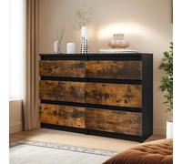 YITAHOME Cassettiera a 6 cassetti, moderna unità portaoggetti per camera da letto, in MDF resistente e truciolato, ideale per abbigliamento e necessità quotidiane,100x30x70cm, nero marrone rustico