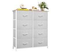 YITAHOME Cassettiera a 8 cassetti grigio chiaro: struttura in acciaio e ripiano superiore in legno per camera da letto/soggiorno/casteria