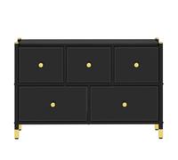 YITAHOME Cassettiera, Cassetti portaoggetti per camera da letto, Armadietto con 5 cassetti, Cassetti in tessuto con maniglie, Nero Black