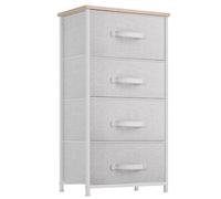 YITAHOME Cassettiera - Cassettiera in Tessuto con 4 Cassetti, Unità Organizzativa per Camera da Letto, Soggiorno, Corridoio, Armadi E Cameretta - Robusta Struttura in Acciaio (Grigio Chiaro)