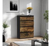 YITAHOME Cassettiera con 4 cassetti, per camera da letto, con cassetti scorrevoli contemporanei, 92 x 33 x 60 cm (nero rustico marrone)