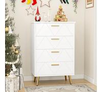YITAHOME Cassettiera con cassetti, cassettiera con 4 cassetti, cassettiera, camera da letto, cassettiera, cassettiera, cassettiera alta, cassettiera in legno, 62 x 35 x 96 cm (bianco)