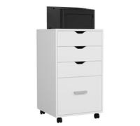 YITAHOME Cassettiera da Ufficio Studio Scrivania Armadio per Archiviazione su Rotelle Mobile Contenitore con Serratura con 4 Cassetti,Armadietto Portadocumenti Schedario da Ufficio, 42x40x73cm(Bianco)