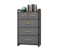 YITAHOME Cassettiera in tessuto a 5 cassetti: struttura in acciaio e piano in legno con contenitori facili da tirare, organizer per camera da letto, soggiorno, armadio