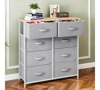 YITAHOME Cassettiera in tessuto, armadietto con 8 cassetti, Cassettiera per Corridoio in Tessuto, con vano contenitore in tessuto per soggiorno, camera da letto, cameretta dei bambini, Grigio Chiaro