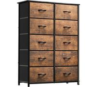 YITAHOME cassettiera in tessuto,armadietto con 10 cassetti, Cassettiera per Corridoio, con vano contenitore per soggiorno, camera da letto, cameretta dei bambini,marrone rustico