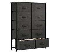 YITAHOME Cassettiera in tessuto, armadietto con 10 cassetti, Cassettiera per Corridoio in Tessuto,con vano contenitore in tessuto per soggiorno, camera da letto, cameretta dei bambini, grigio profondo