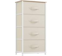 YITAHOME cassettiera in tessuto,armadietto con 4 cassetti, Cassettiera per Corridoio, con vano contenitore per soggiorno, camera da letto, cameretta dei bambini, Bianco Crema