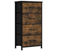 YITAHOME Cassettiera in tessuto, armadietto con 4 cassetti, Cassettiera per Corridoio in Tessuto, con vano contenitore in tessuto per soggiorno, camera da letto, cameretta dei bambini, marrone rustico