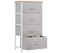 YITAHOME Cassettiera in tessuto, armadietto con 4 cassetti, Cassettiera per Corridoio in Tessuto, con vano contenitore in tessuto per soggiorno, camera da letto, cameretta dei bambini, grigio chiaro