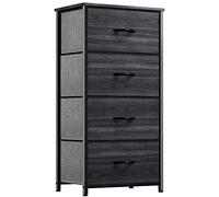 YITAHOME Cassettiera in tessuto, armadietto con 4 cassetti, Cassettiera per Corridoio in Tessuto per soggiorno, camera da letto, cameretta dei bambini, Carbone di legno nero Grano