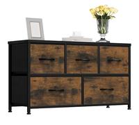 YITAHOME Cassettiera in tessuto, armadietto con 5 cassetti, Cassettiera per Corridoio in Tessuto, con vano contenitore in tessuto per soggiorno, camera da letto, cameretta dei bambini, marrone rustico