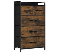 YITAHOME Cassettiera in tessuto, armadietto con 5 cassetti, Cassettiera per Corridoio in Tessuto, con vano contenitore in tessuto per soggiorno, camera da letto, cameretta dei bambini, marrone rustico