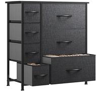YITAHOME Cassettiera in tessuto, armadietto con 7 cassetti, Cassettiera per Corridoio in Tessuto, con vano contenitore in tessuto per soggiorno, camera da letto, cameretta dei bambini, grigio nero