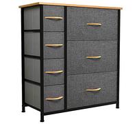 YITAHOME Cassettiera in tessuto, armadietto con 7 cassetti, Cassettiera per Corridoio in Tessuto, con vano contenitore in tessuto per soggiorno, camera da letto, cameretta dei bambini, grigio profondo