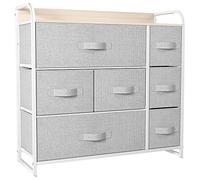 YITAHOME Cassettiera in tessuto, armadietto con 7 cassetti, per Corridoio, con vano contenitore per soggiorno, camera da letto, cameretta dei bambini, grigio chiaro