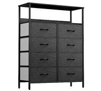 YITAHOME Cassettiera in tessuto, armadietto con 8 cassetti, Cassettiera per Corridoio in Tessuto, con vano contenitore in tessuto per soggiorno, camera da letto, cameretta dei bambini, grigio nero