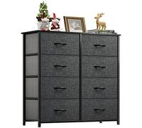 YITAHOME Cassettiera in tessuto, armadietto con 8 cassetti, Cassettiera per Corridoio in Tessuto, con vano contenitore in tessuto per soggiorno, camera da letto, cameretta dei bambini, grigio nero