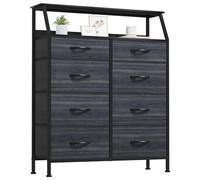 YITAHOME Cassettiera in tessuto,Armadietto con 8 Scomparti,Tiretti Pieghevoli in Tessuto,Struttura in Acciaio,Grano di legno nero