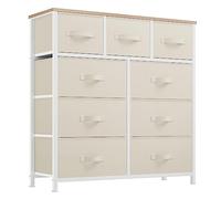 YITAHOME Cassettiera in tessuto, armadietto con 9 cassetti,Cassettiera per Corridoio in Tessuto,con vano contenitore in tessuto per soggiorno,camera da letto,cameretta dei bambini, crema bianca