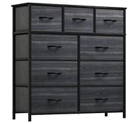 YITAHOME Cassettiera in tessuto,armadietto con 9 cassetti,Cassettiera per Corridoio in Tessuto,con vano contenitore in tessuto per soggiorno,camera da letto,cameretta dei bambini,grano di legno nero