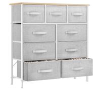 YITAHOME Cassettiera in tessuto, armadietto con 9 cassetti,Cassettiera per Corridoio in Tessuto,con vano contenitore in tessuto per soggiorno,camera da letto,cameretta dei bambini, grigio chiaro