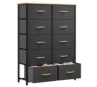 YITAHOME Cassettiera in tessuto cationico con 10 cassetti, per camera da letto,soggiorno,armadio in robusto telaio in acciaio, contenitori in tessuto facile da tirare e piano in legno, comò in tessuto